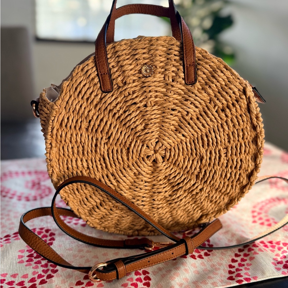LC Lauren Conrad Tan Woven Crossbody Bag